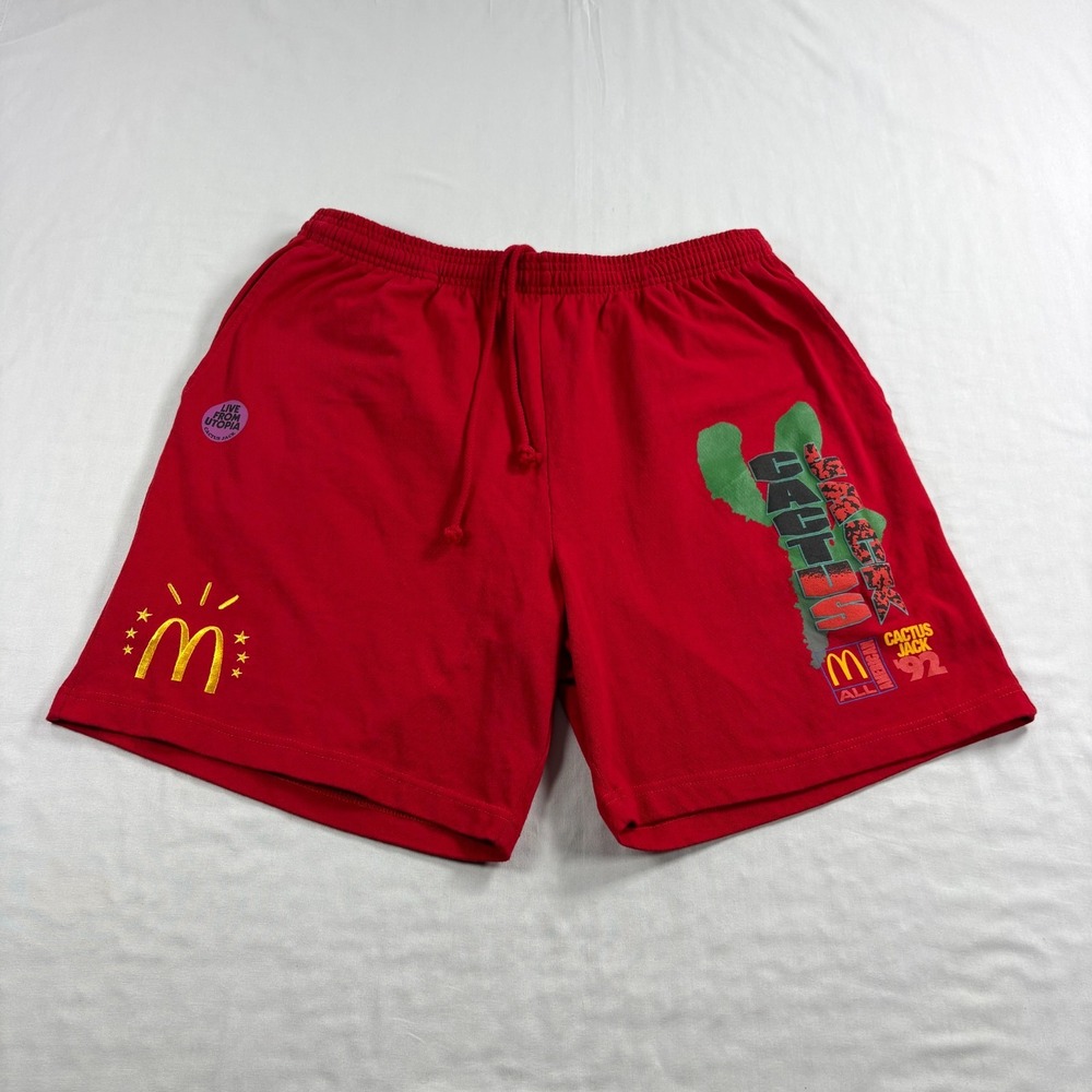 Cactus Jack Mcdonalds Shorts Mens XL Red Sweat Lounge Graphic Casual